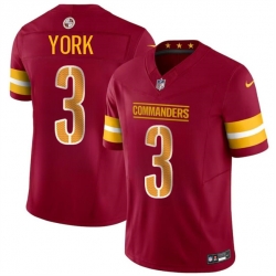 Youth Washington Commanders 3 Cade York Burgundy 2024 F U S E Vapor Limited Stitched Football Jersey