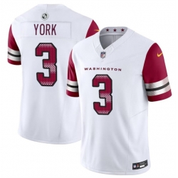 Youth Washington Commanders 3 Cade York White 2024 F U S E Vapor Limited Stitched Football Jersey