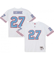 Men Tennessee Oilers 27 Eddie George White Throwback Stitched Jersey Men Tennessee Oilers 27 Eddie George White Throwback Stitched Jersey