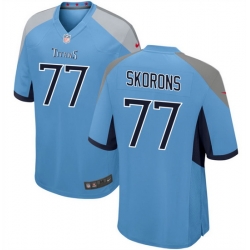 Men Tennessee Titans 77 Peter Skoronski Blue 2023 Draft Stitched Game Jersey