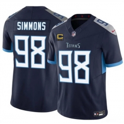 Men Tennessee Titans 98 Jeffery Simmons Navy 2025 F U S E  With 4 Star C Patch Vapor Limited Stitched Football Jersey