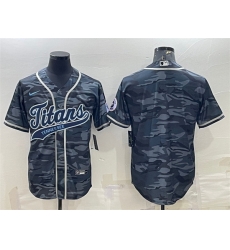 Men Tennessee Titans Blank Grey Camo With Patch Cool Base Stitched Baseball Jersey