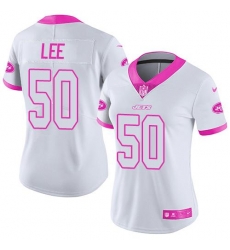 Nike Jets #50 Darron Lee White Pink Womens Stitched NFL Limited Rush Fashion Jersey