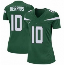 Women New York Jets Braxton Berrios #10 Green Vapor Limited Stitched Football Jersey