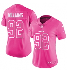 Womens Nike Jets #92 Leonard Williams Pink  Stitched NFL Limited Rush Fashion Jersey