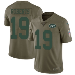 Youth Nike Jets 19 Andre Roberts Olive Stitched NFL Limited 2017 Salute to Service Jersey