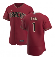 Men Arizona Diamondbacks 1 Domingo Leyba Men Nike Crimson Flex Base Alternate Team MLB Jersey