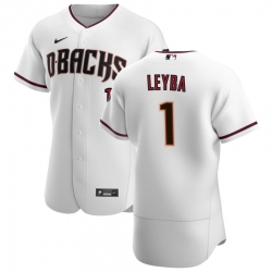 Men Arizona Diamondbacks 1 Domingo Leyba Men Nike White Crimson Flex Base Home Team MLB Jersey