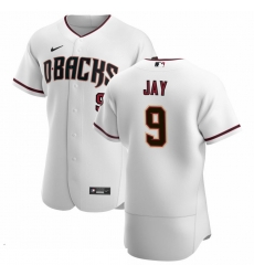 Men Arizona Diamondbacks 9 Jon Jay Men Nike White Crimson Flex Base Home Team MLB Jersey