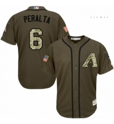 Mens Majestic Arizona Diamondbacks 6 David Peralta Authentic Green Salute to Service MLB Jersey 