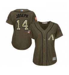 Womens Arizona Diamondbacks 14 Caleb Joseph Authentic Green Salute to Service Baseball Jersey 