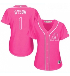 Womens Majestic Arizona Diamondbacks 1 Jarrod Dyson Authentic Pink Fashion MLB Jersey 