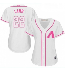 Womens Majestic Arizona Diamondbacks 22 Jake Lamb Replica White Fashion MLB Jersey 