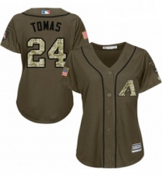 Womens Majestic Arizona Diamondbacks 24 Yasmany Tomas Replica Green Salute to Service MLB Jersey