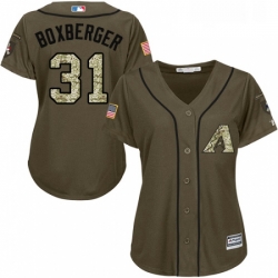 Womens Majestic Arizona Diamondbacks 31 Brad Boxberger Authentic Green Salute to Service MLB Jersey 