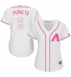 Womens Majestic Arizona Diamondbacks 6 David Peralta Authentic White Fashion MLB Jersey 