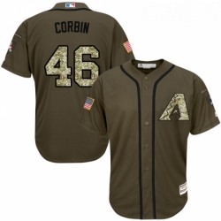 Youth Majestic Arizona Diamondbacks 46 Patrick Corbin Replica Green Salute to Service MLB Jersey