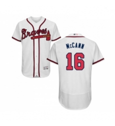 Mens Atlanta Braves 16 Brian McCann White Home Flex Base Authentic Collection Baseball Jersey