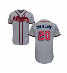 Mens Atlanta Braves 20 Josh Donaldson Grey Road Flex Base Authentic Collection Baseball Jersey