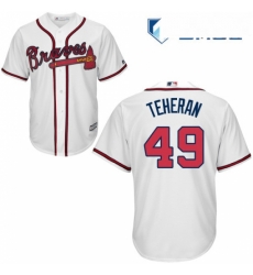 Mens Majestic Atlanta Braves 49 Julio Teheran Replica White Home Cool Base MLB Jersey