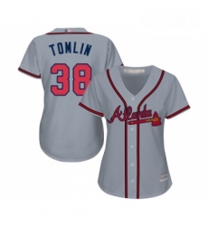 Womens Atlanta Braves 38 Josh Tomlin Replica Grey Road Cool Base Baseball Jersey 