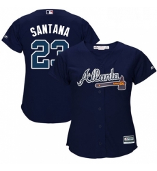 Womens Majestic Atlanta Braves 23 Danny Santana Authentic Blue Alternate Road Cool Base MLB Jersey 