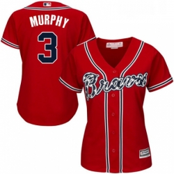 Womens Majestic Atlanta Braves 3 Dale Murphy Replica Red Alternate Cool Base MLB Jersey