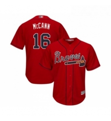 Youth Atlanta Braves 16 Brian McCann Replica Red Alternate Cool Base Baseball Jersey 