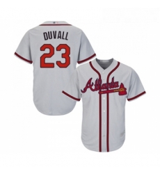 Youth Atlanta Braves 23 Adam Duvall Replica Grey Road Cool Base Baseball Jersey 