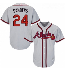 Youth Majestic Atlanta Braves 24 Deion Sanders Authentic Grey Road Cool Base MLB Jersey