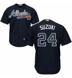 Youth Majestic Atlanta Braves 24 Kurt Suzuki Replica Blue Alternate Road Cool Base MLB Jersey