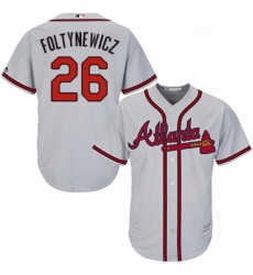 Youth Majestic Atlanta Braves 26 Mike Foltynewicz Authentic Grey Road Cool Base MLB Jersey 