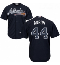 Youth Majestic Atlanta Braves 44 Hank Aaron Replica Blue Alternate Road Cool Base MLB Jersey