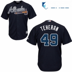 Youth Majestic Atlanta Braves 49 Julio Teheran Authentic Blue Alternate Road Cool Base MLB Jersey