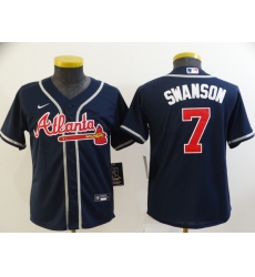 Youth Navy Atlanta Braves 7 Dansby Swanson Cool Base MLB Stitched Jersey