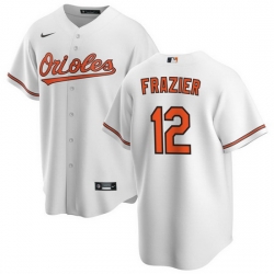 Men Baltimore Orioles 12 Adam Frazier White Cool Base Stitched Jersey