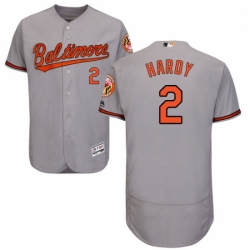 Mens Majestic Baltimore Orioles 2 JJ Hardy Grey Road Flex Base Authentic Collection MLB Jersey