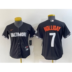 Women Baltimore Orioles 7 Jackson Holliday Black 2023 City Connect Stitched Baseball Jersey