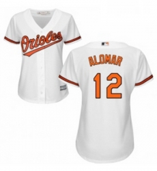 Womens Majestic Baltimore Orioles 12 Roberto Alomar Replica White Home Cool Base MLB Jersey 