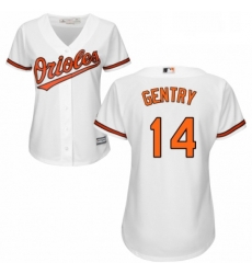 Womens Majestic Baltimore Orioles 14 Craig Gentry Replica White Home Cool Base MLB Jersey 