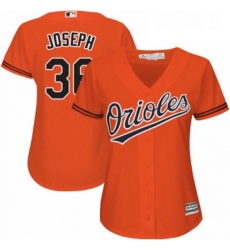 Womens Majestic Baltimore Orioles 36 Caleb Joseph Authentic Orange Alternate Cool Base MLB Jersey 