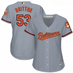 Womens Majestic Baltimore Orioles 53 Zach Britton Replica Grey Road Cool Base MLB Jersey