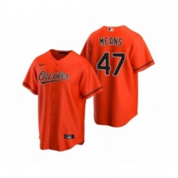 Youth Baltimore Orioles #47 John Means Nike Orange 2020 Replica Alternate Jersey