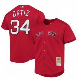 Men Boston Red Sox 34 David Ortiz Red Mitchell Ness Cooperstown Stitched Jersey