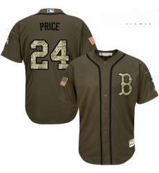 Mens Majestic Boston Red Sox 24 David Price Replica Green Salute to Service MLB Jersey