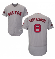 Mens Majestic Boston Red Sox 8 Carl Yastrzemski Grey Road Flex Base Authentic Collection 2018 World Series Jersey 