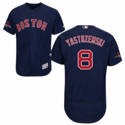 Mens Majestic Boston Red Sox 8 Carl Yastrzemski Navy Blue Alternate Flex Base Authentic Collection 2018 World Series Jersey