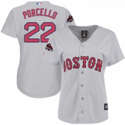 Womens Majestic Boston Red Sox 22 Rick Porcello Authentic Grey Road 2018 World Series Champions MLB Jersey