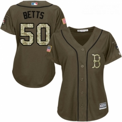 Womens Majestic Boston Red Sox 50 Mookie Betts Replica Green Salute to Service MLB Jersey