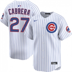 Men Chicago Cubs 27 Edward Cabrera White 2026 Home Limited Stitched Baseball Jersey